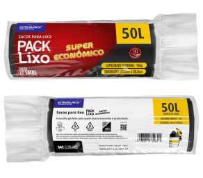 PACK LIXO SUPER ECONOMICO 50 LITROS PRETO FarDo com 20 rolos (20 UN por rolo) PACK LIXO SUPER ECONOMICO 50 LITROS PRETO FarDo com 20 rolos (20 UN por rolo)