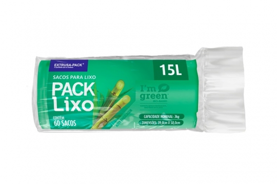 SACO DE LIXO IM GREEN 15 LITROS VERDE (39X58 CM) – FARDO COM 10 ROLOS (60 UND POR ROLO)