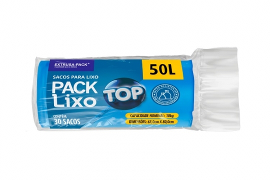 SACO DE LIXO TOP 50 LITROS AZUL (63X80 CM) - FARDO COM 10 ROLOS (30 UND POR ROLO)